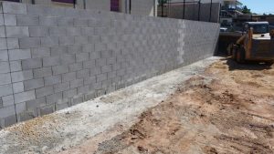 Retaining wall completed